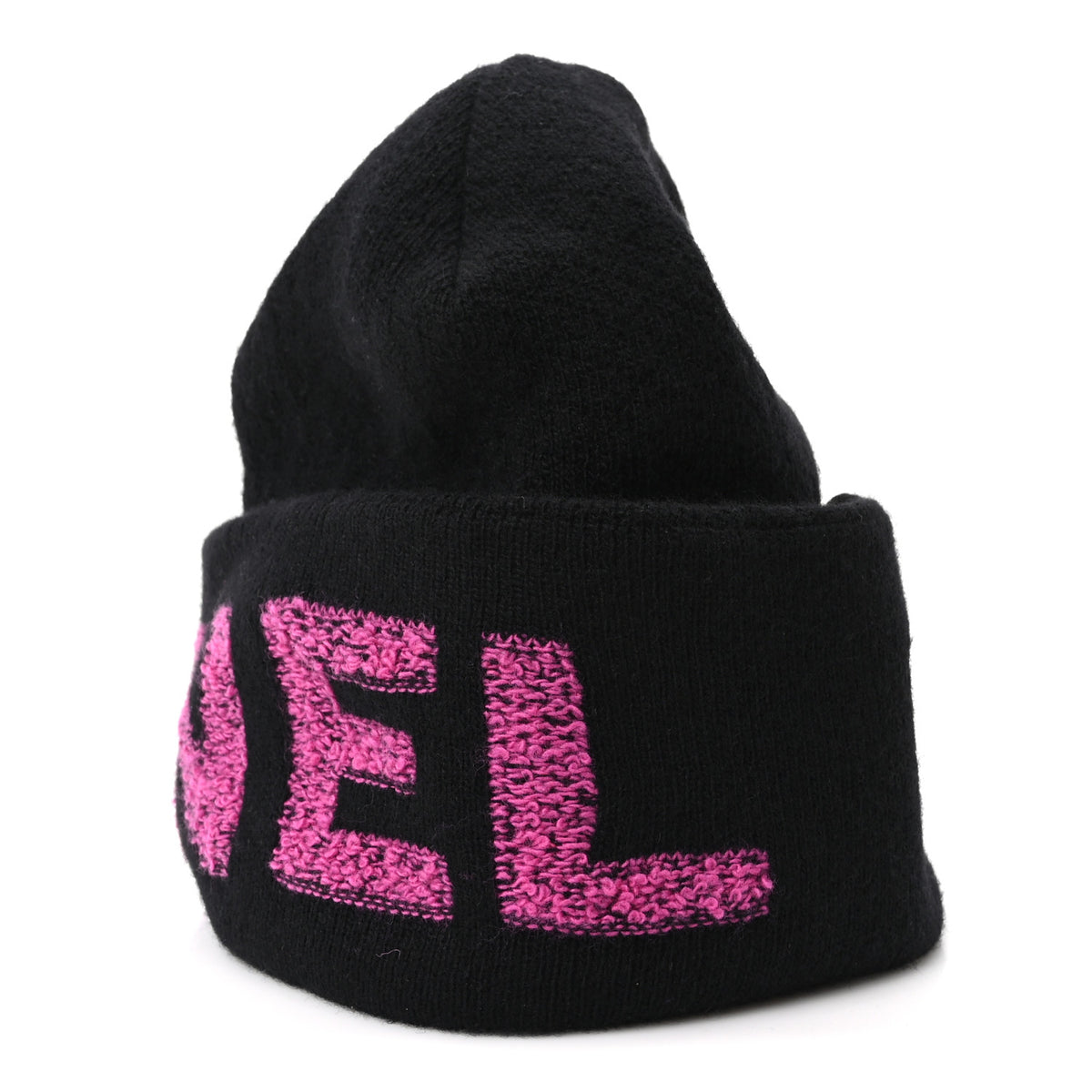 Cashmere Logo Beanie Hat Black Fuchsia