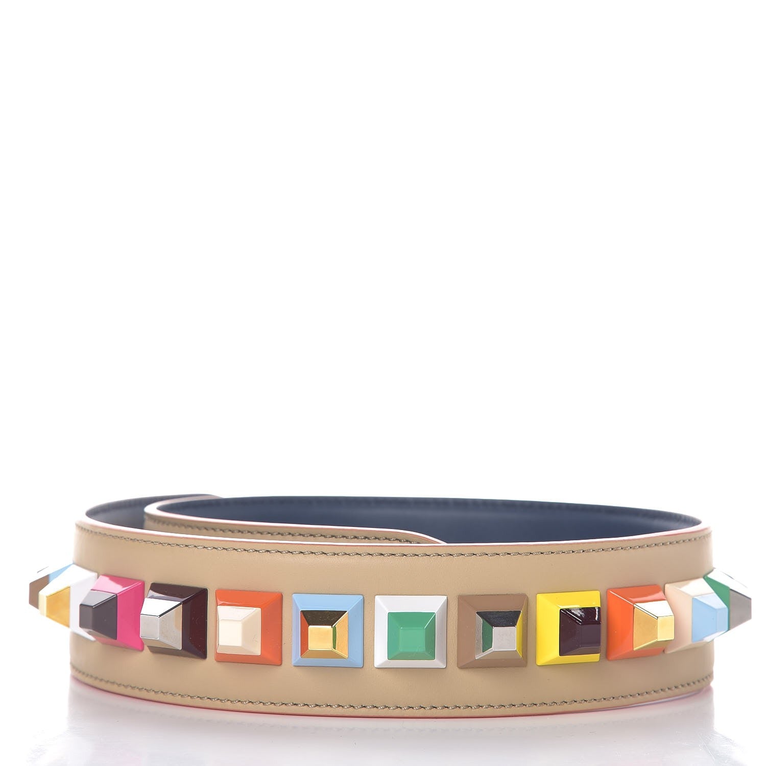 Fendi Vitello Century Plexiglass Bi-Color Studded Strap You Amido Blue Scuro 2 of 5