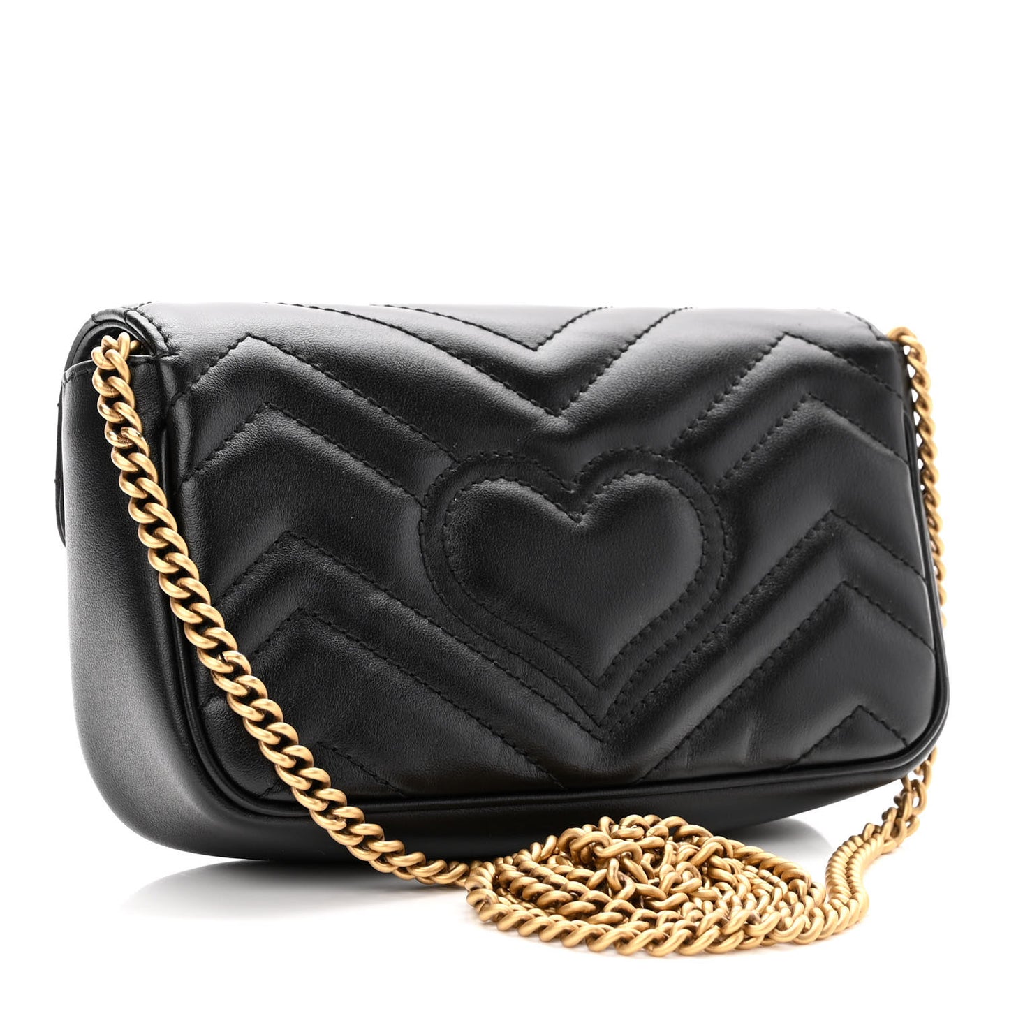 Calfskin Matelasse Super Mini GG Marmont Shoulder Bag Black