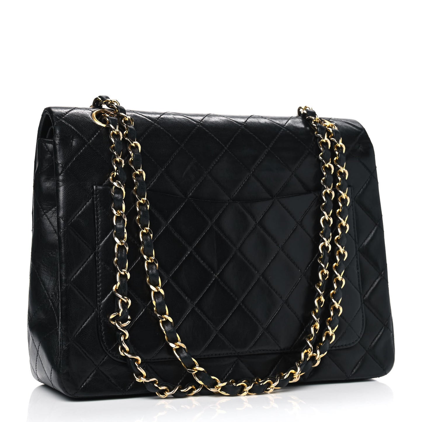 Lambskin Quilted Medium Double Flap Black