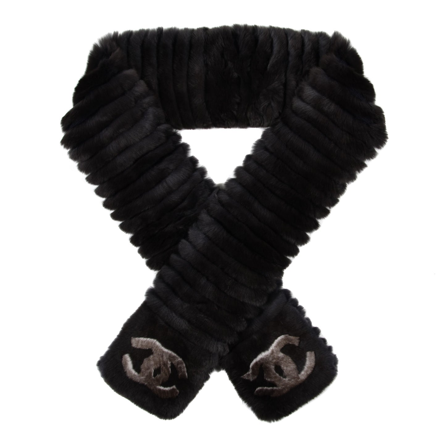 Orylag Rabbit Fur CC Scarf Black Grey