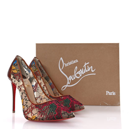 Christian Louboutin Lace Calfskin Crocodile Embossed Follies 100 Pumps 37.5 Cuoio Multicolor 8 of 8