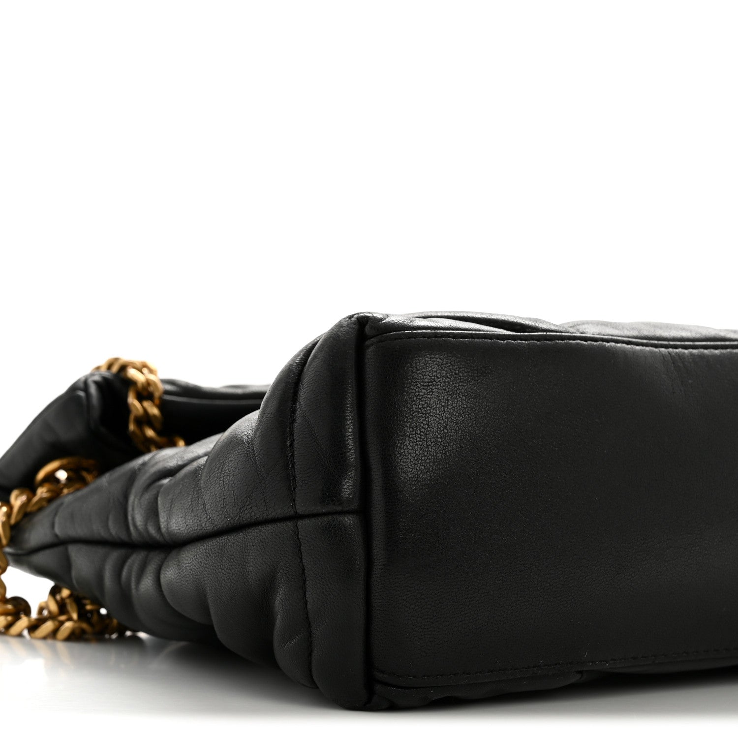 Saint Laurent Lambskin Quilted Small Loulou Puffer Monogram Chain Satchel Black 9 of 13
