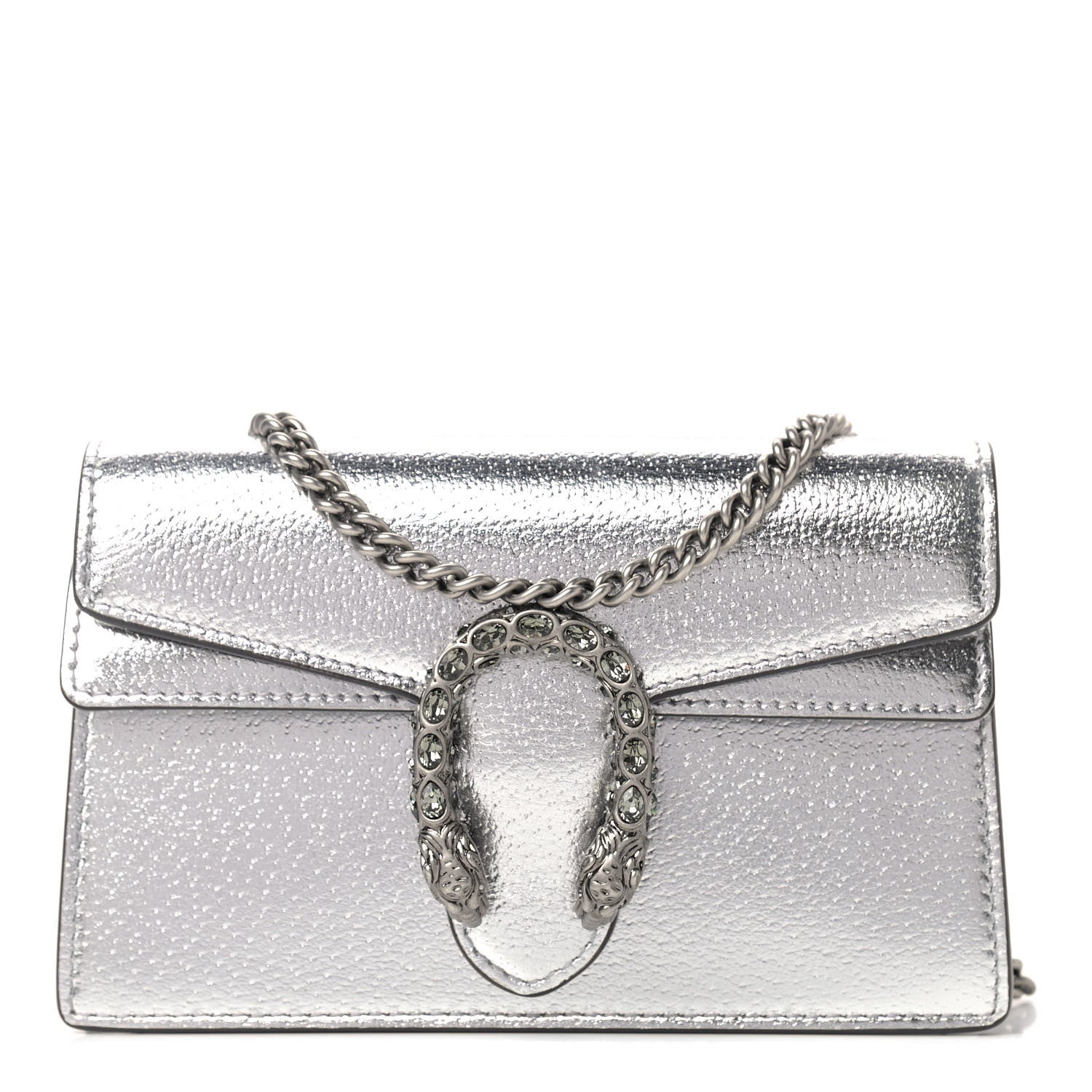 Gucci Metallic Calfskin Super Mini Dionysus Shoulder Bag Silver 1 of 7