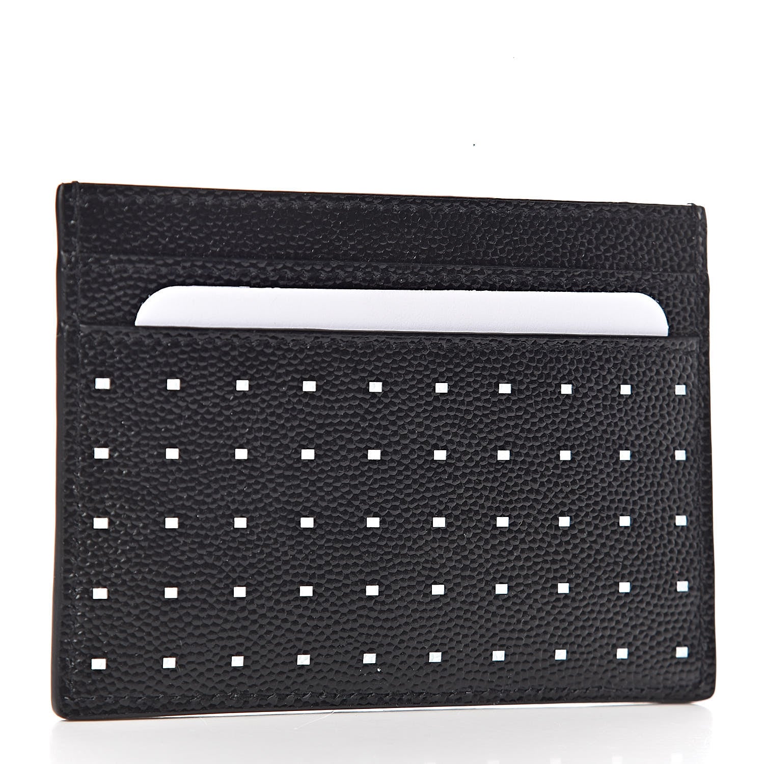 Saint Laurent Grain De Poudre Geo Print Monogram Credit Card Case Black White 3 of 8