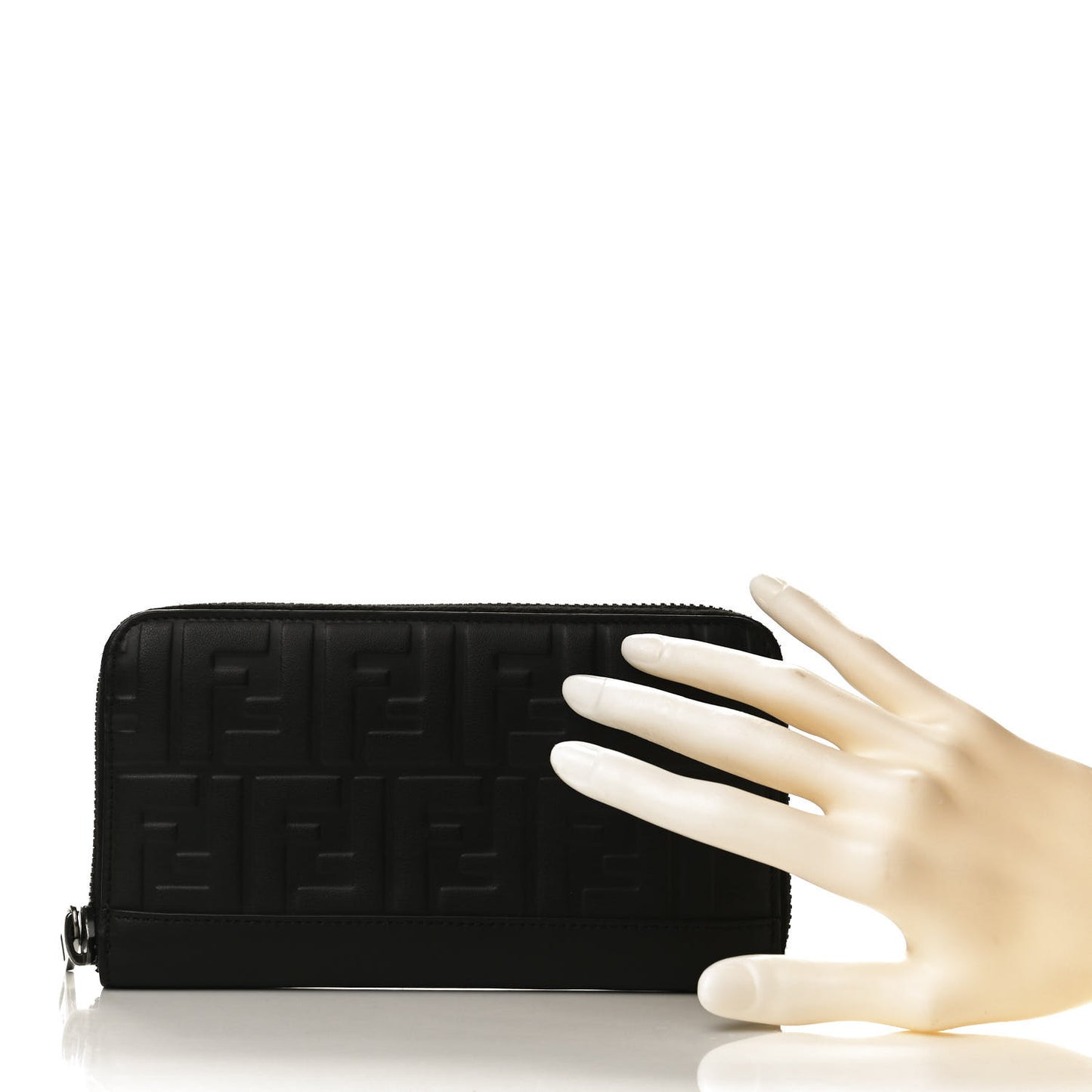 Vitello Grace FF 1974 Embossed Zip Around Wallet Black