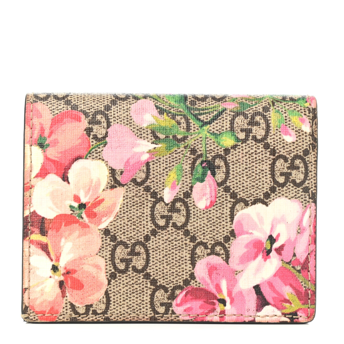 GG Supreme Monogram Blooms Card Case Beige Multicolor Dry Rose