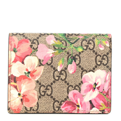 Gucci GG Supreme Monogram Blooms Card Case Beige Multicolor Dry Rose 1 of 7