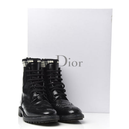 Christian Dior Calfskin Tartan D-Order Low Boot 36 Black White 9 of 9