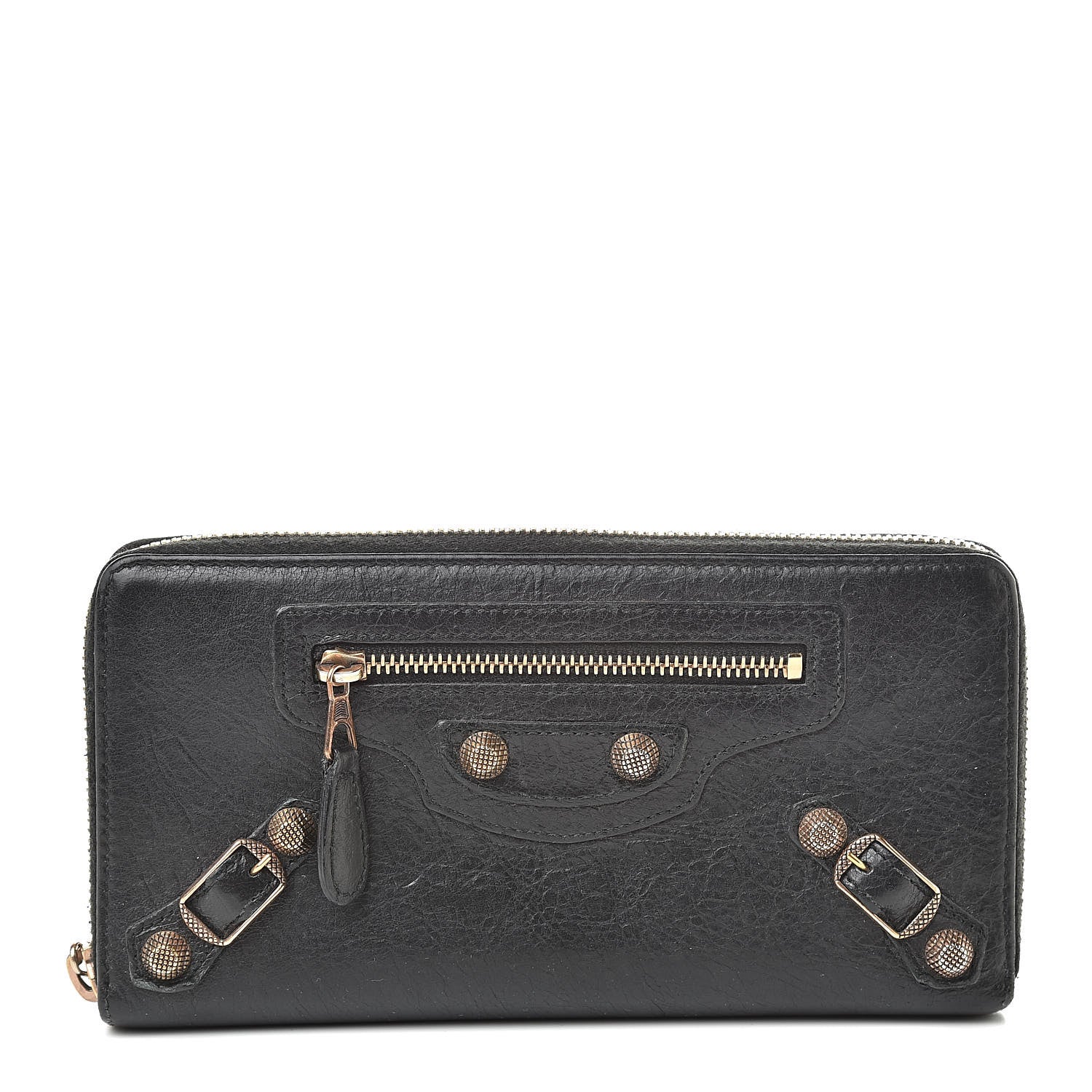 Balenciaga Agneau Giant 12 Rose Gold Hardware Continental Zip Around Wallet Black 1 of 16