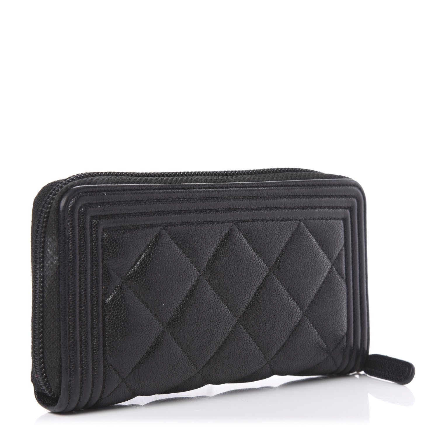 Chanel Caviar Quilted Small Boy Zip Around Wallet Black 3 of 11