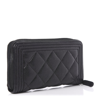 Chanel Caviar Quilted Small Boy Zip Around Wallet Black 3 of 11
