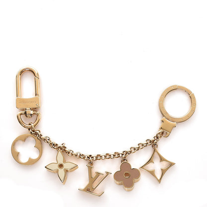 Louis Vuitton Brass Enamel Fleur De Monogram Bag Charm Chain Gold 1 of 4