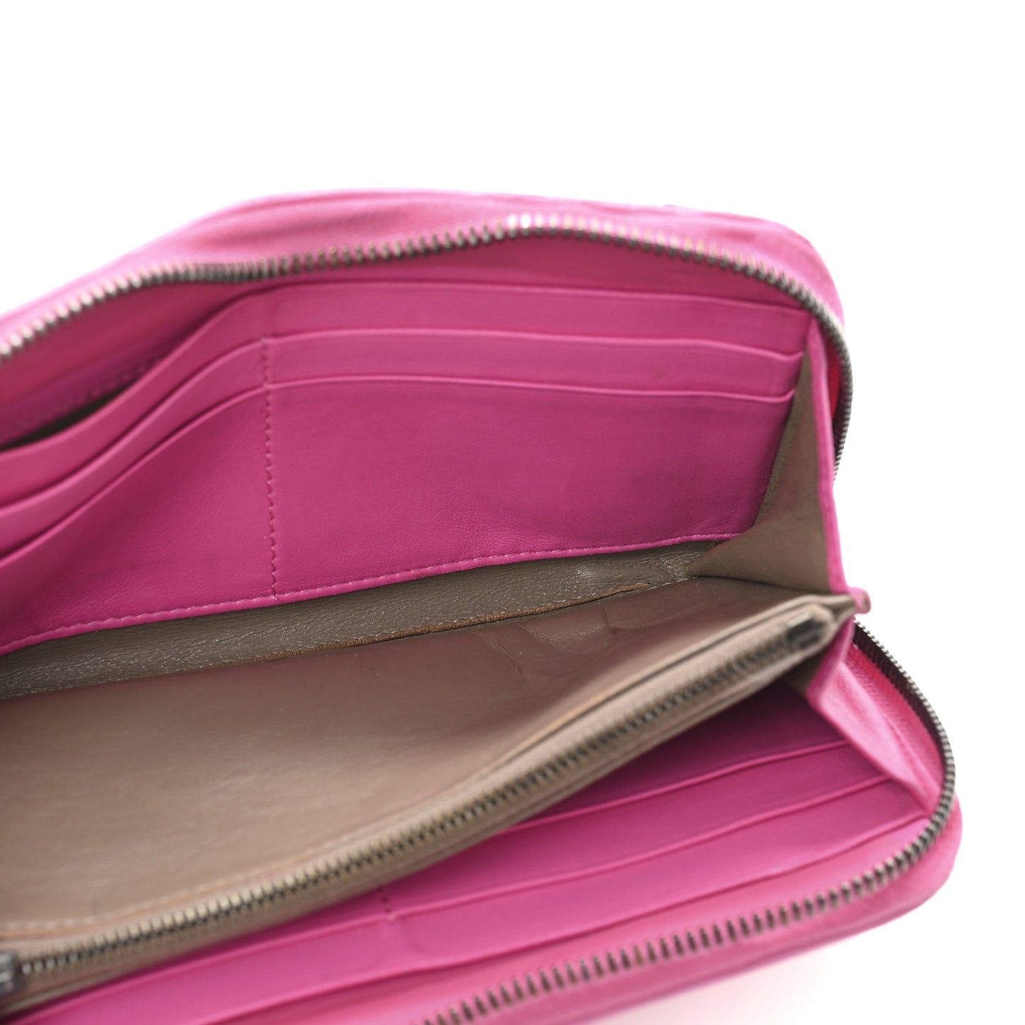 Nappa Intrecciato Zip Around Wallet Violet Fuxia