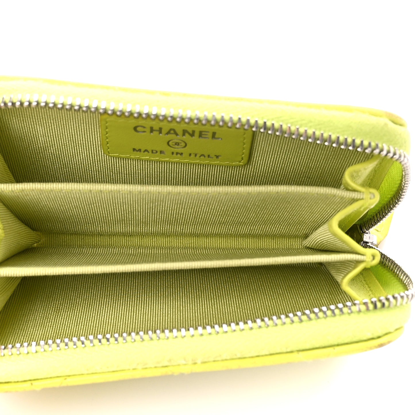 Lambskin Quilted Zip Coin Purse Yellow