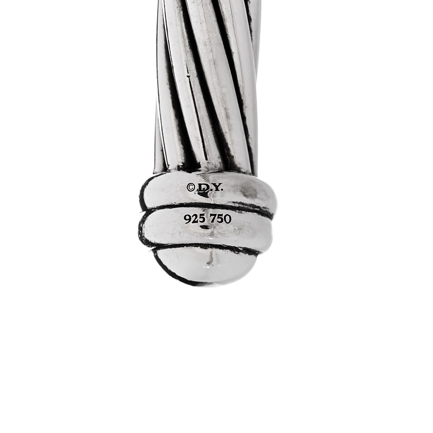 David Yurman Sterling Silver 18K Yellow Gold Diamond 6mm Helena Station Bracelet 3 of 3