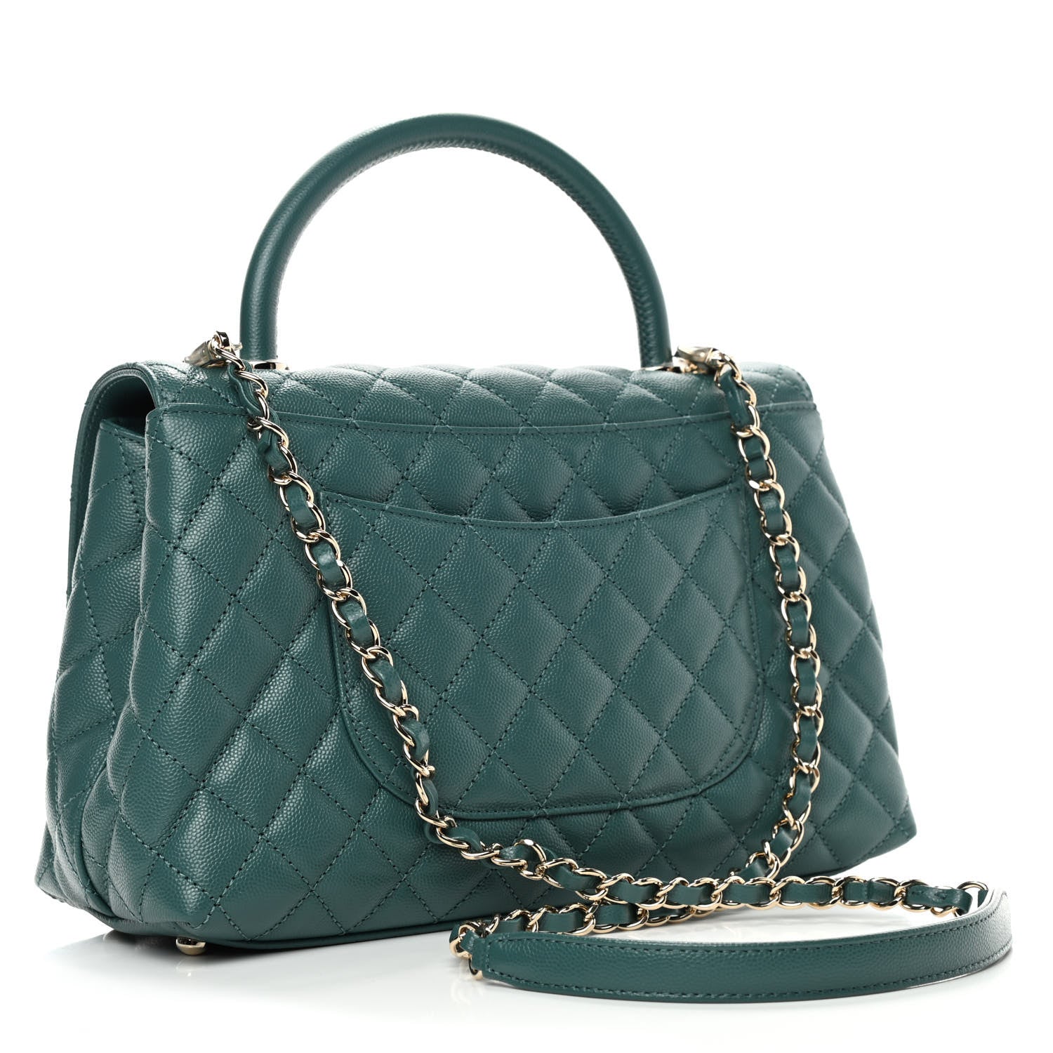 Chanel Caviar Quilted Small Coco Handle Flap Green 2 of 4
