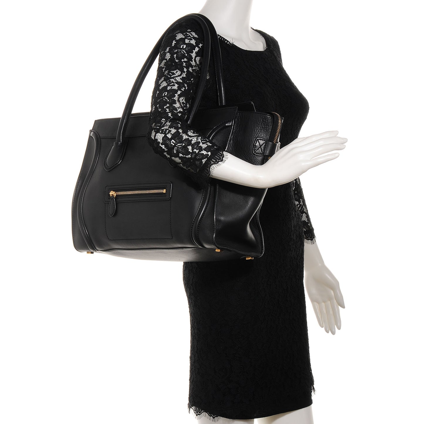 Smooth Calfskin Shoulder Luggage Black