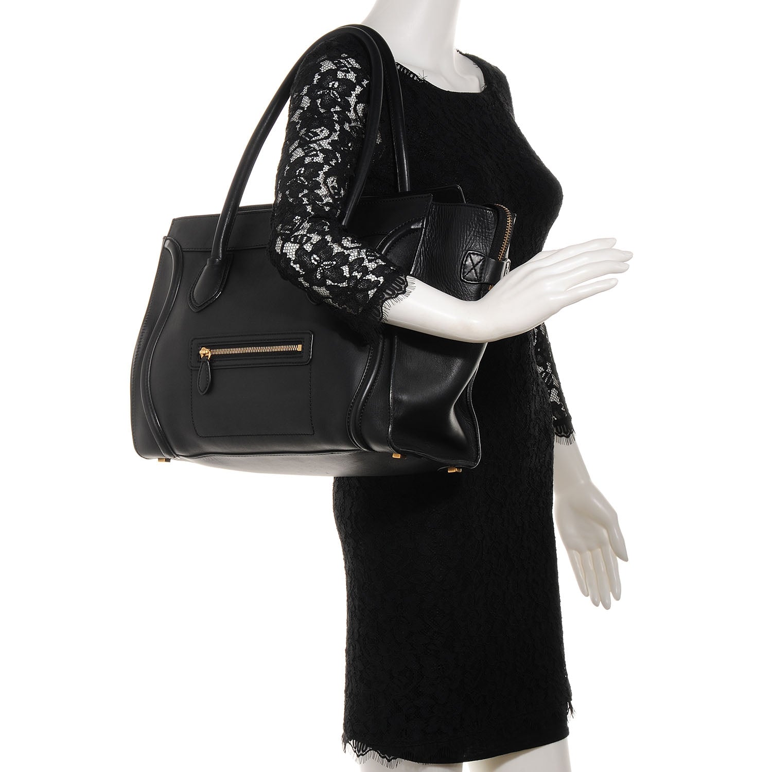 Celine Smooth Calfskin Shoulder Luggage Black 2 of 7
