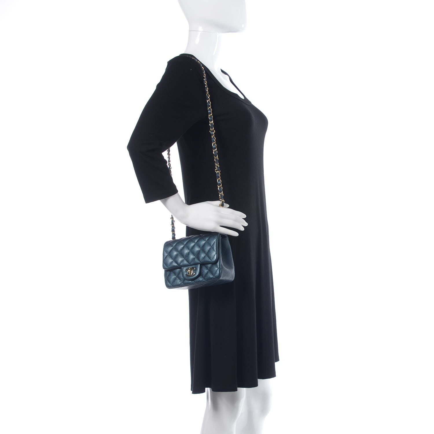 Chanel Iridescent Caviar Quilted Mini Square Flap Dark Blue 2 of 10