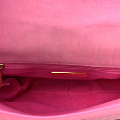 Chanel Denim Quilted Medium Chanel 19 Flap Neon Pink 5 of 9