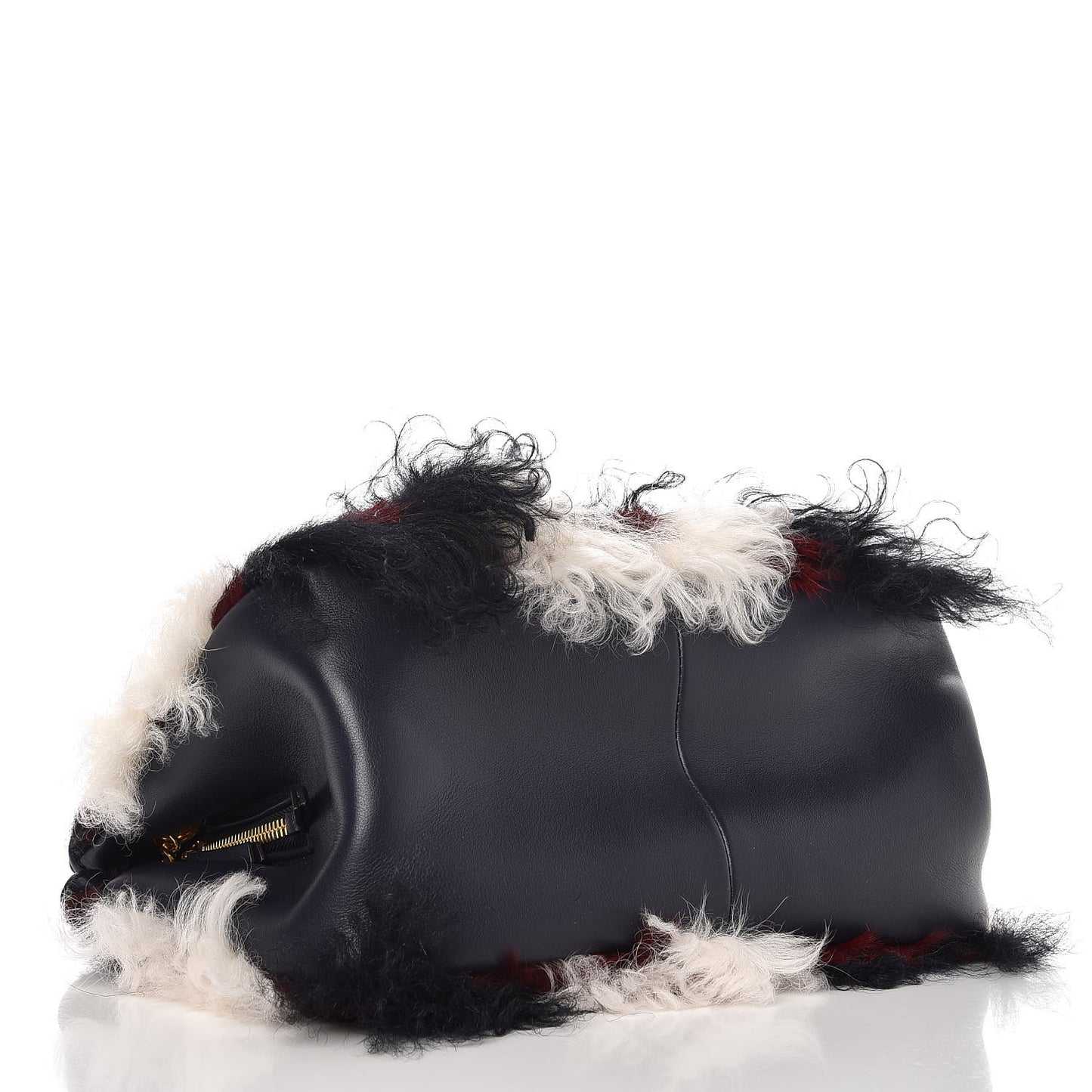 Curly Shearling Tartan Winsley Tote Bag Multicolor