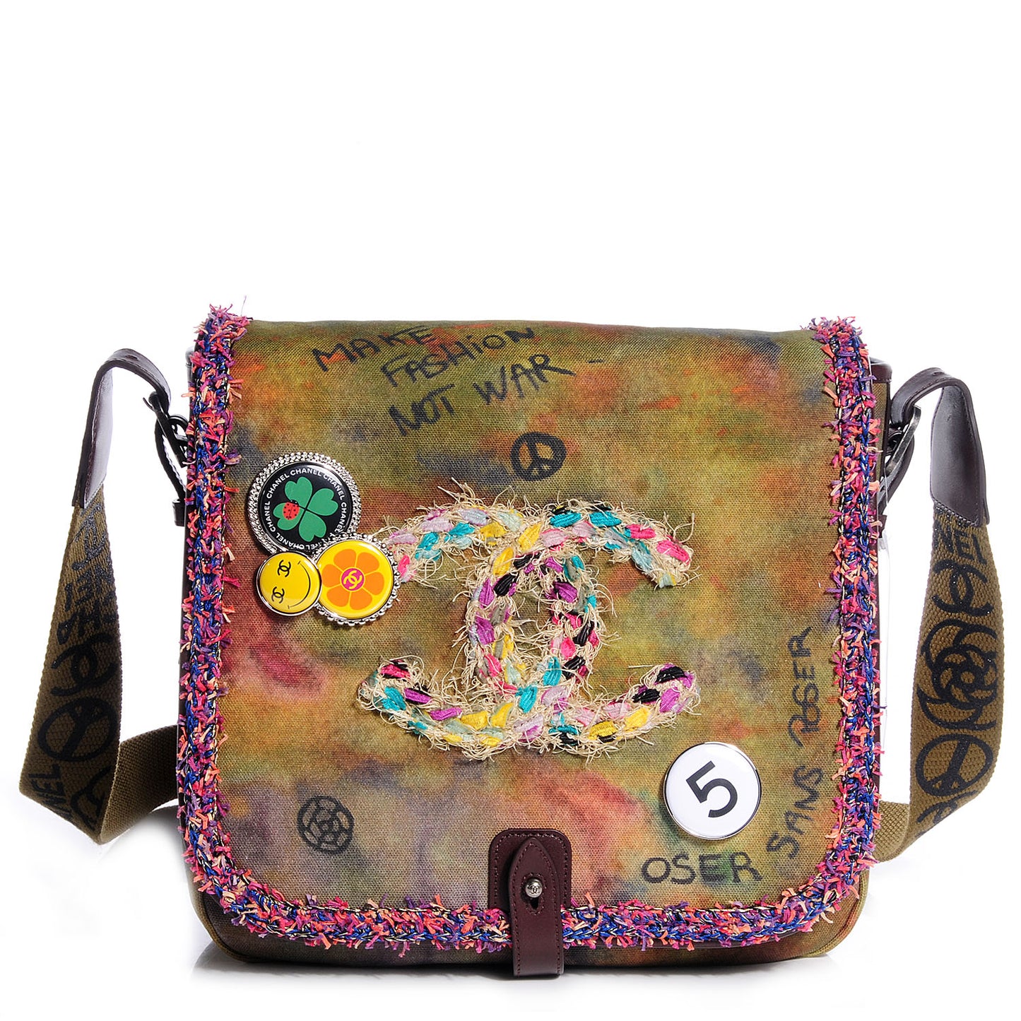 Washed Toile Graffiti On The Pavements Messenger Khaki Multicolor