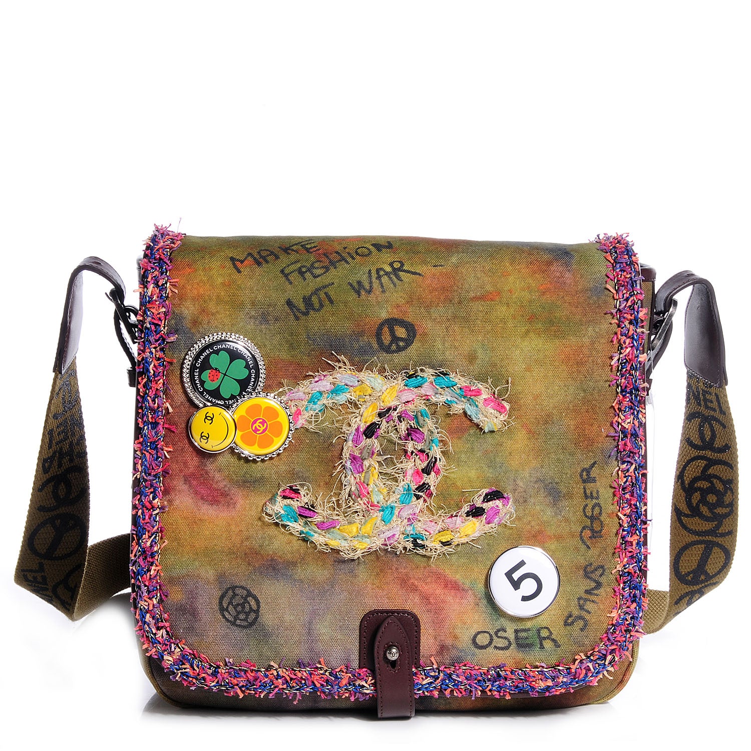 Chanel Washed Toile Graffiti On The Pavements Messenger Khaki Multicolor 1 of 9