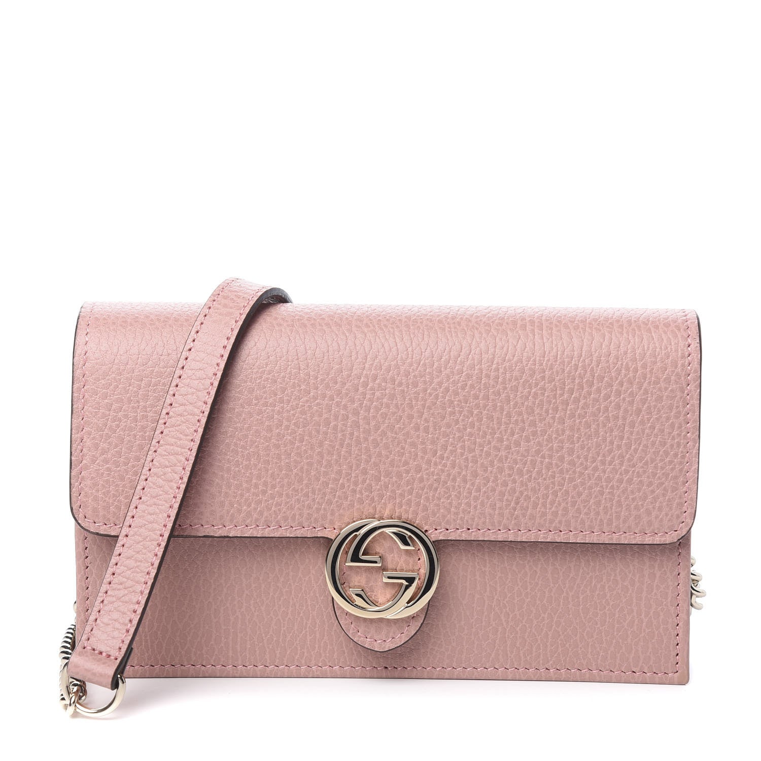 Gucci Dollar Calfskin Interlocking G Chain Wallet Soft Pink 1 of 11