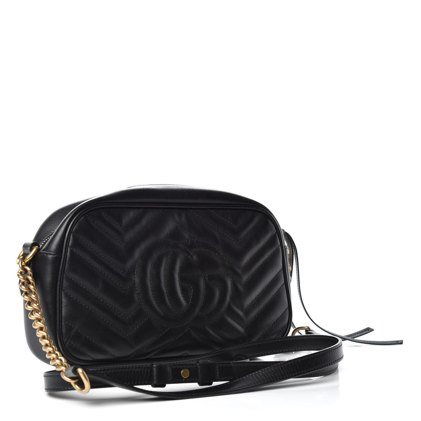 Calfskin Matelasse Small GG Marmont Chain Shoulder Bag Black