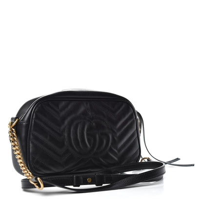 Gucci Calfskin Matelasse Small GG Marmont Chain Shoulder Bag Black 3 of 11