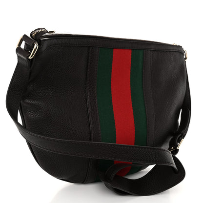 Gucci Pebbled Calfskin Vintage Web Medium Half Moon Hobo Dark Brown 3 of 11