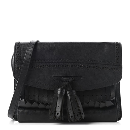 Burberry Grainy Calfskin Broguing Tassel Macken Crossbody Bag Black 1 of 18