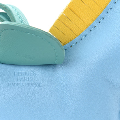 Hermes Milo Lambskin Grigri Rodeo Horse Bag Charm MM Celeste Jaune de Naples Vert Verone 3 of 5