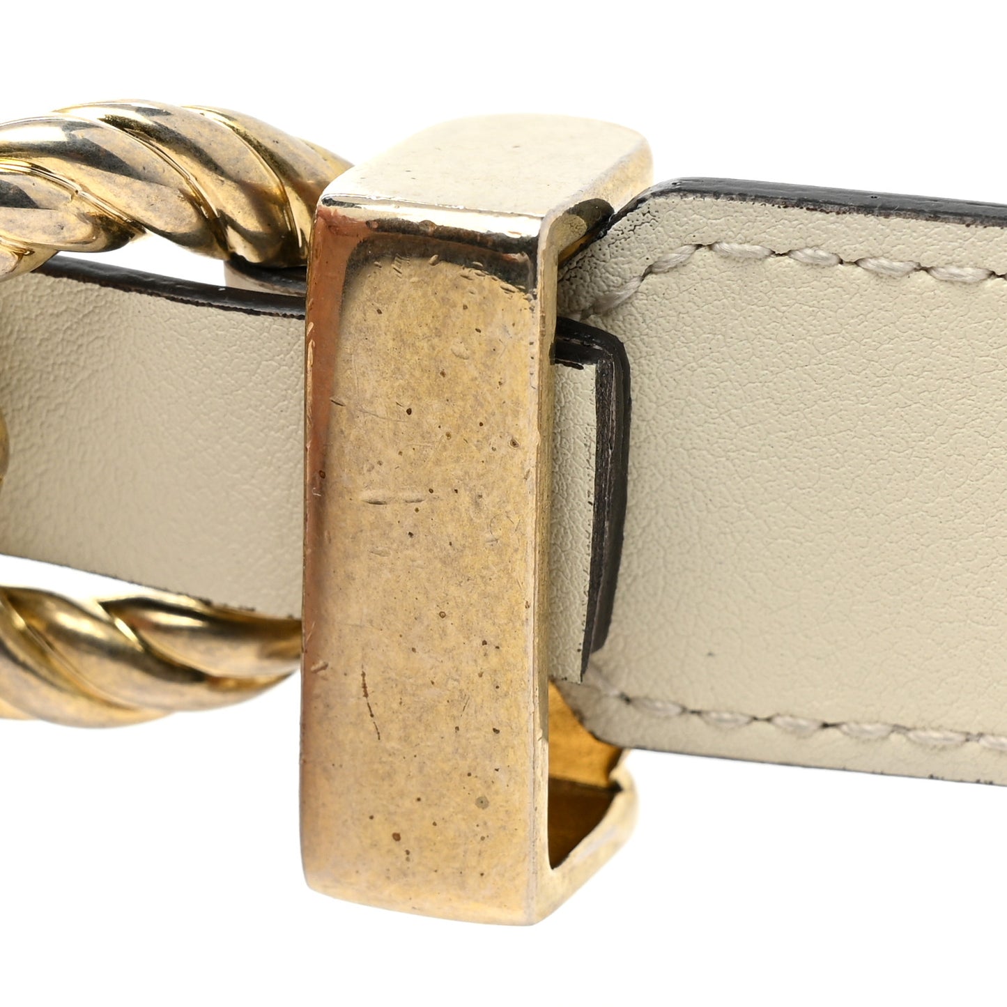 Calfskin Torchon Double G Chain 25mm Belt 85 34 Mystic White