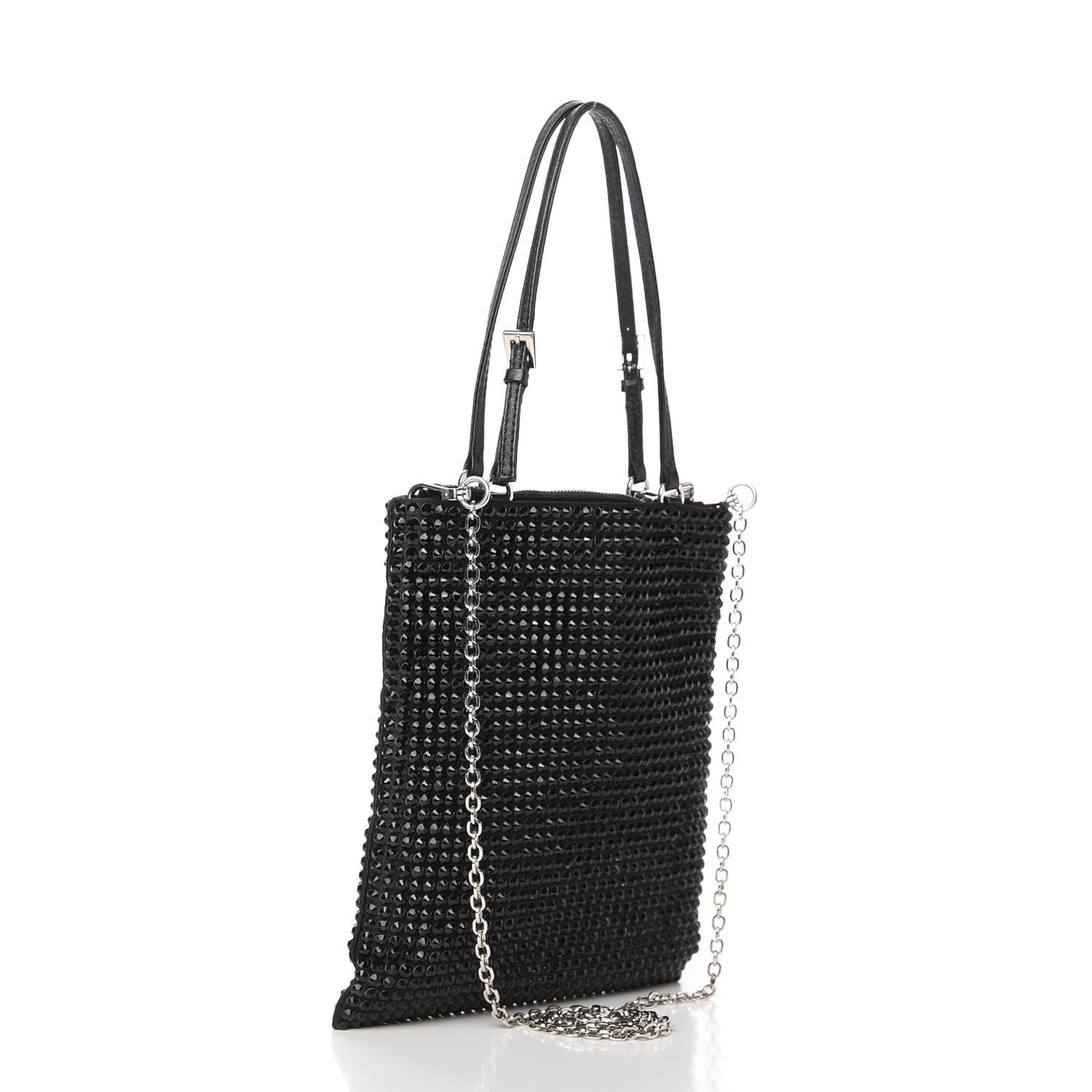 Nylon Satin Crystal Tote Black