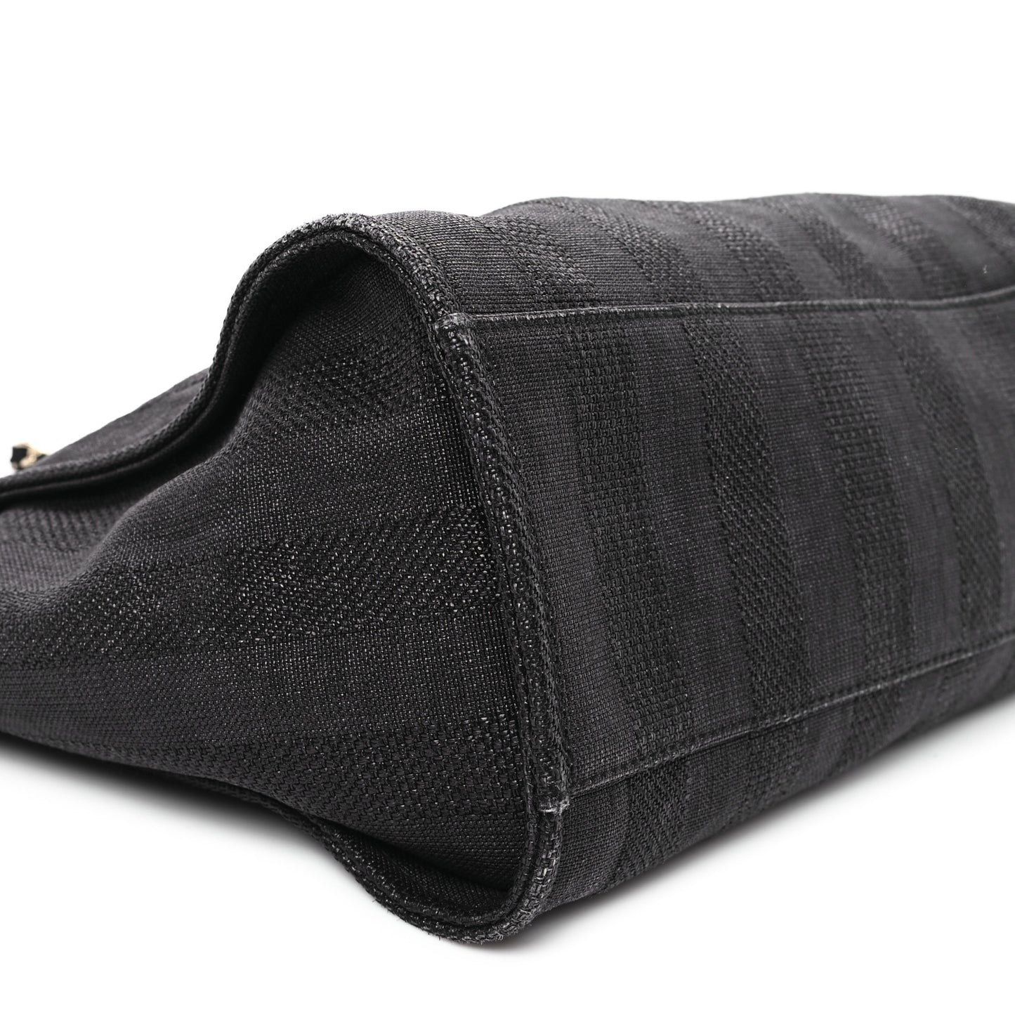 Mixed Fibers Calfskin Striped Medium Deauville Black