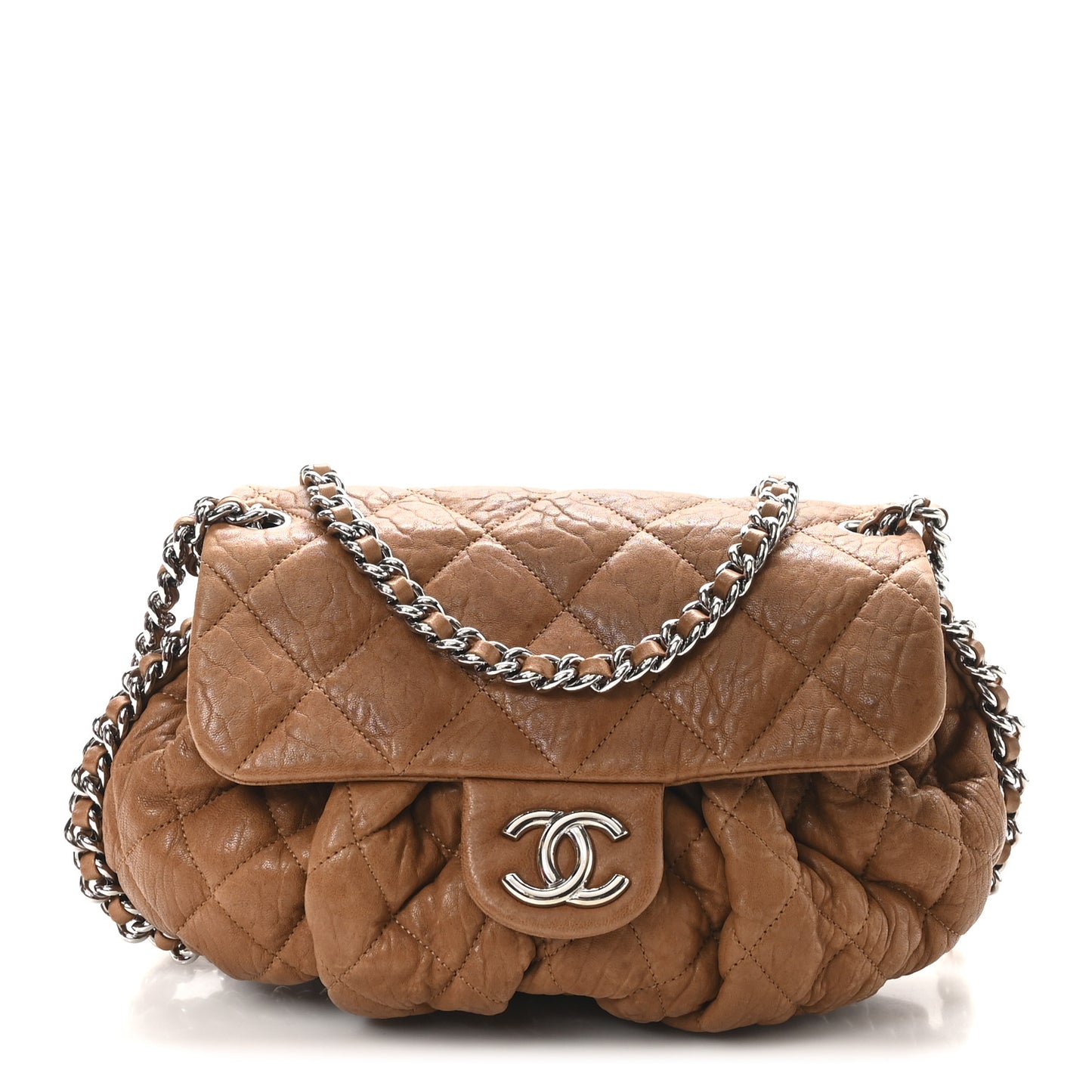 Washed Lambskin Medium Chain Around Messenger Brown