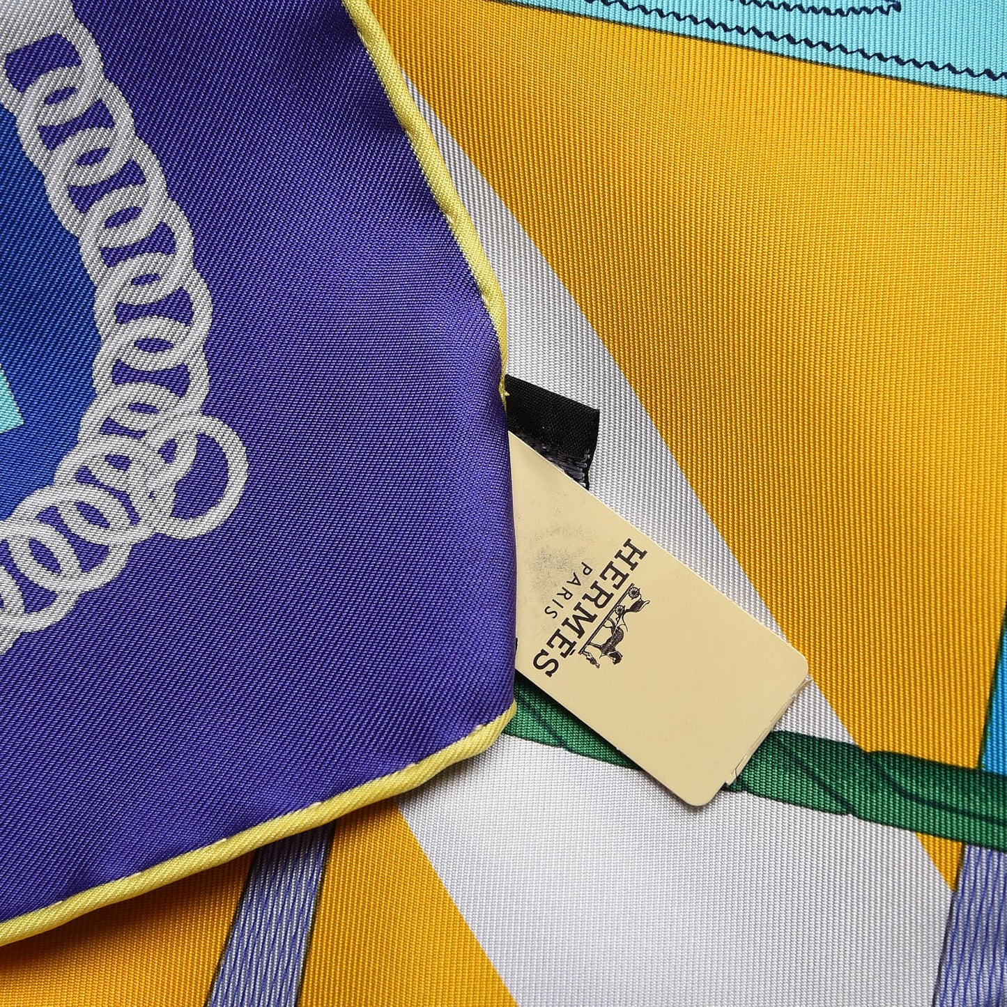 Silk Parcours Sans Faute Scarf 90 Bleu Jaune Turquoise