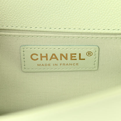Chanel Caviar Chevron Quilted Small Boy Flap Light Green 6 of 10