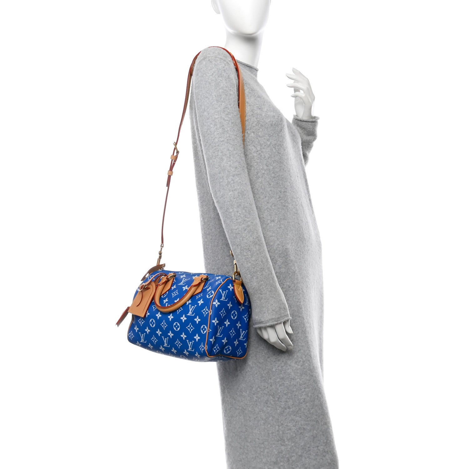 Louis Vuitton Calfskin Monogram Speedy P9 Bandouliere 25 Blue 2 of 13