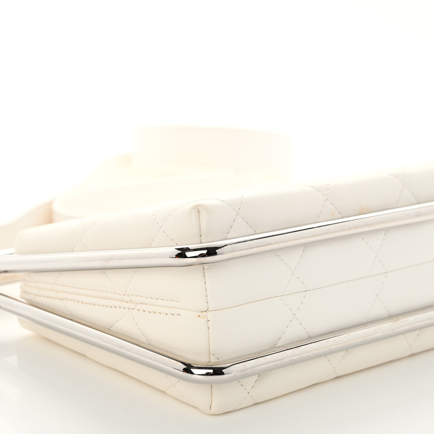 Chanel Quilted Lambskin Metal Bar Clutch Bag White 9 of 12