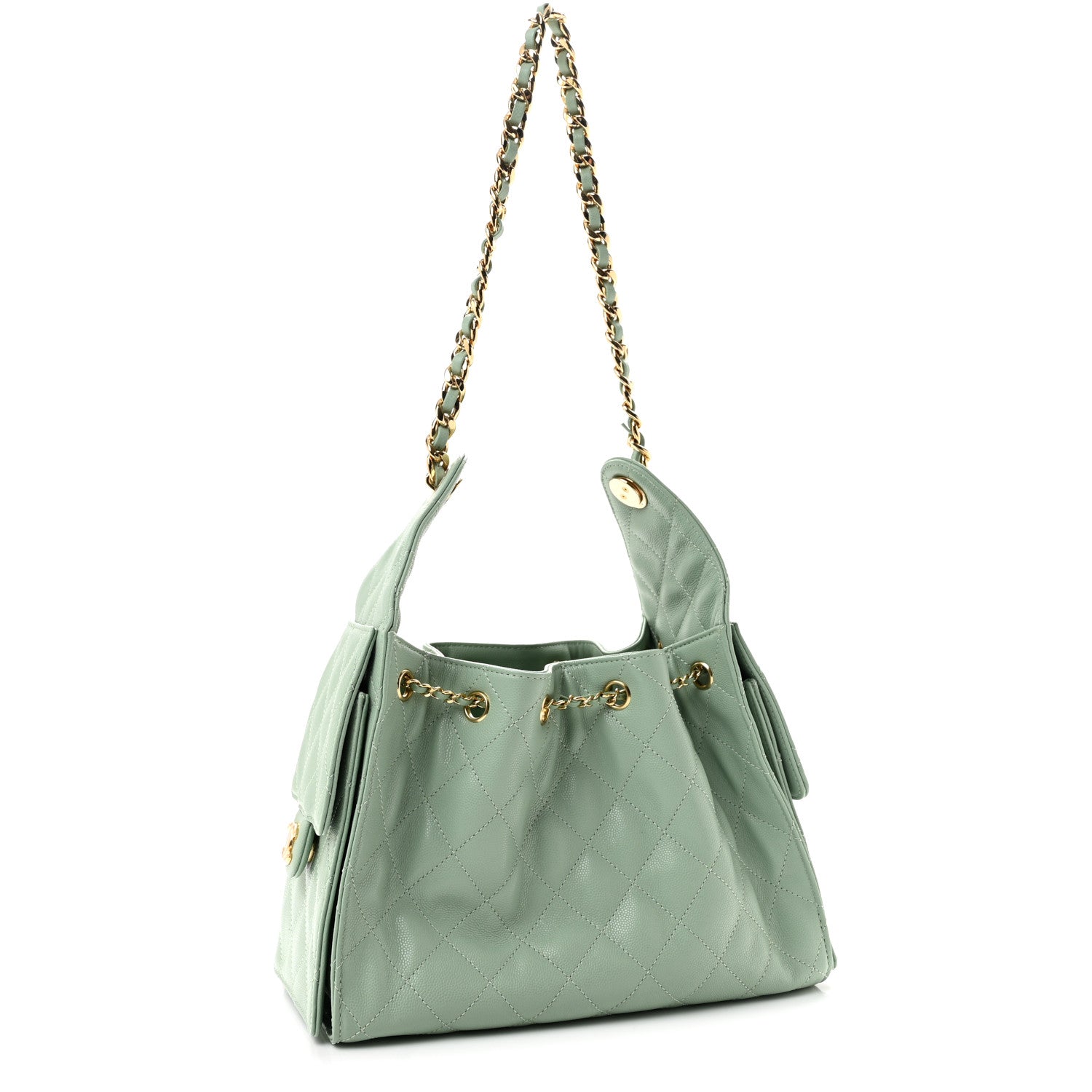 Chanel Caviar Quilted Small Chanel 25 Handbag Light Green 3 of 10