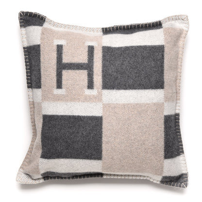 Hermes Wool Cashmere Avalon Bayadere Pillow PM Galet Ecru 1 of 4