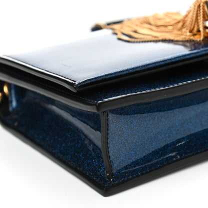 Saint Laurent Glitter Small Monogram Kate Tassel Satchel Cobalt 7 of 9