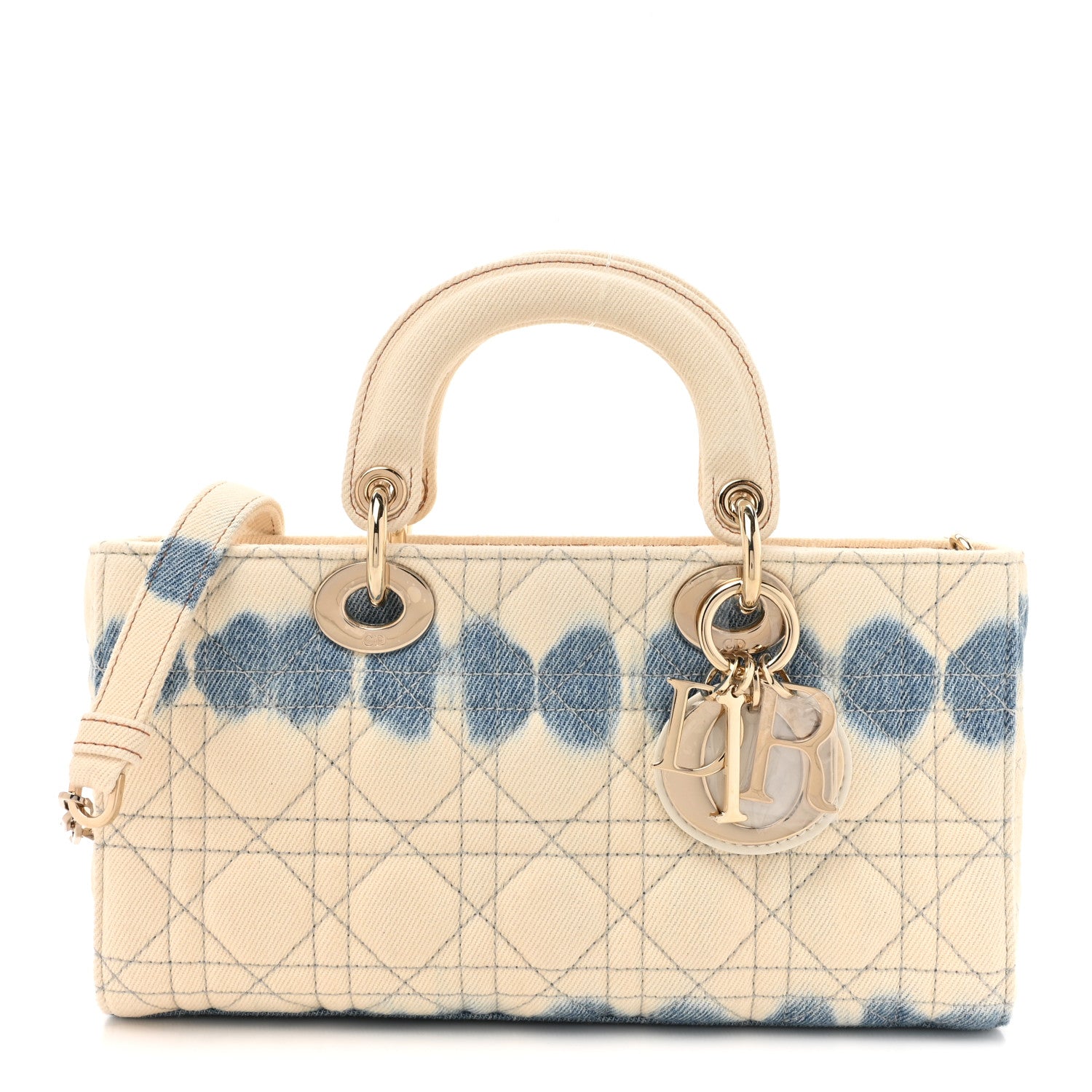 Christian Dior Denim Cannage Lady D-Joy White Blue 1 of 10