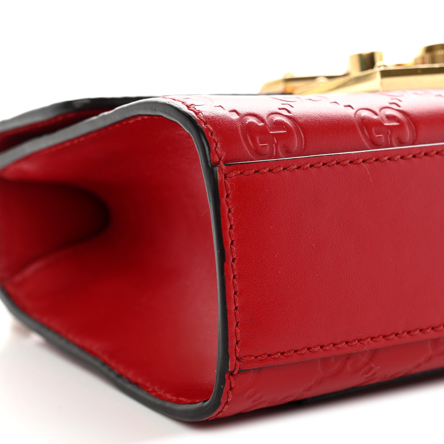 Gucci Guccissima Small Padlock Shoulder Bag Hibiscus Red 9 of 12