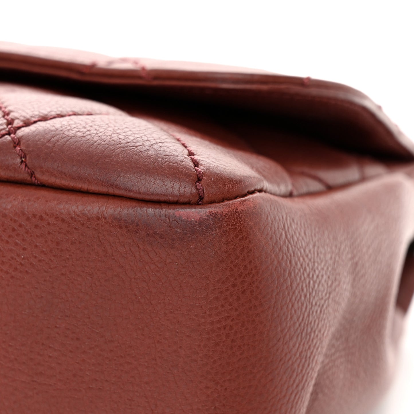 Calfskin Large Blizzard Zip Top Flap Bag Burgundy