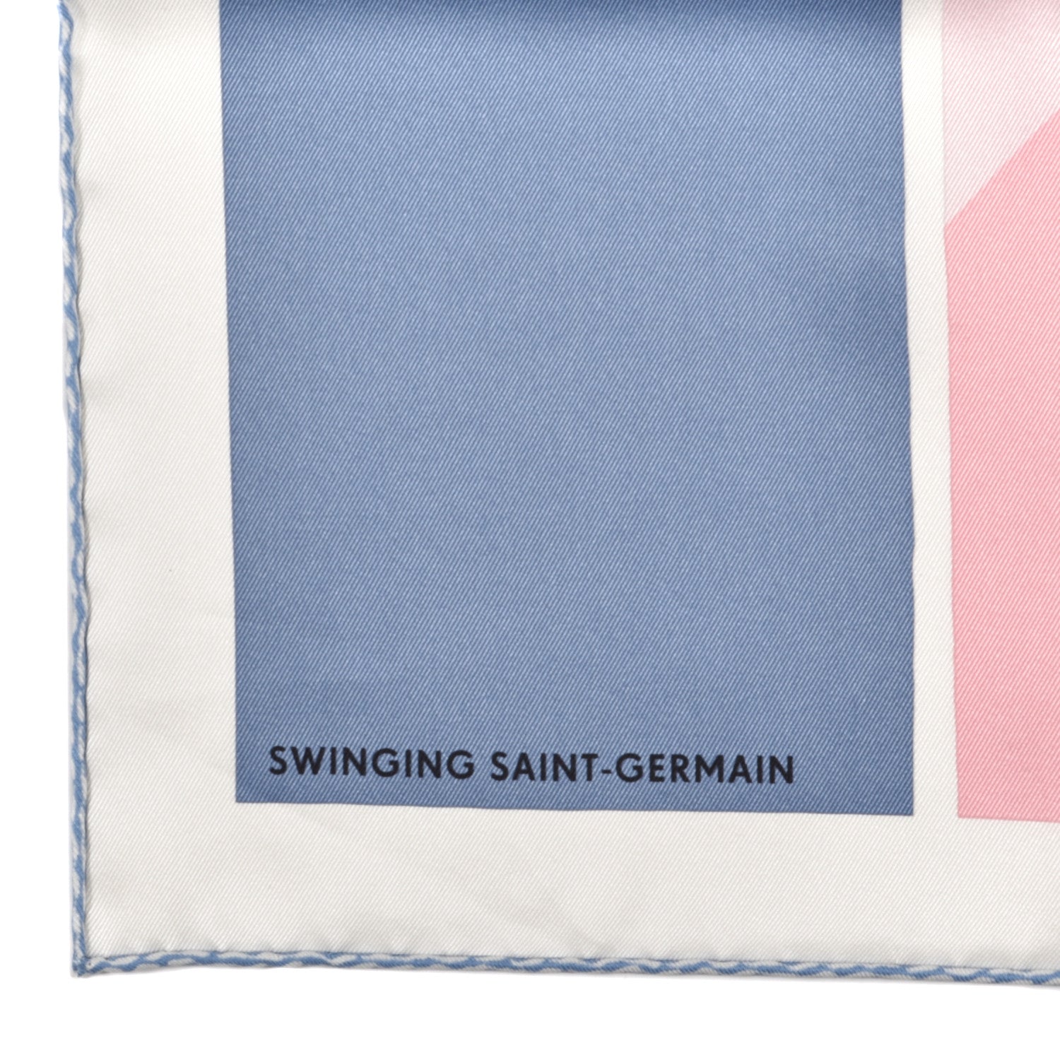 Hermes Silk Swinging Saint Germain Scarf 70 Bleu Jean Rose White 3 of 6