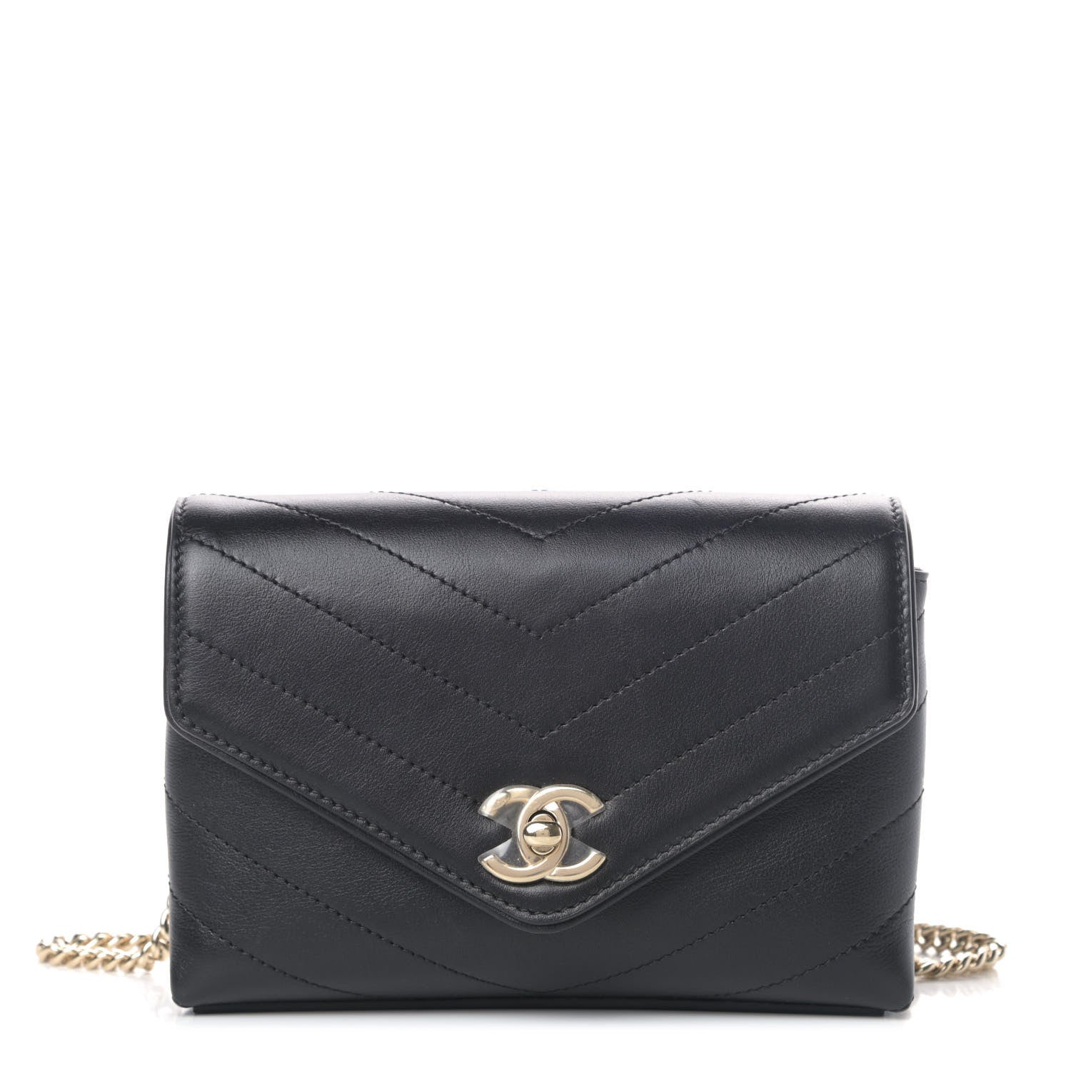 Chanel Calfskin Chevron Stitched Coco Waist Bag Black 1 of 4